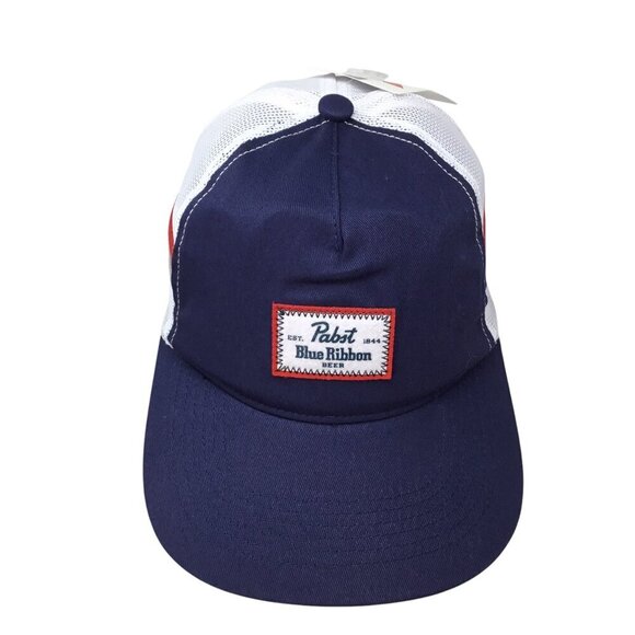 Pabst Blue Ribbon Beer NWT PBR Hat Cap Mesh Snapback Officially Licensed Patch - Picture 2 of 8